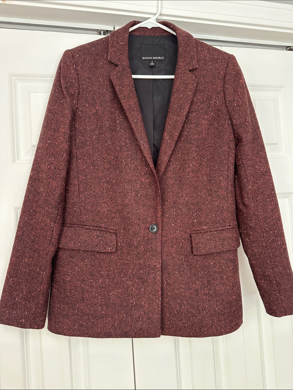Banana Republic Women's Wine Herringbone Blazer
